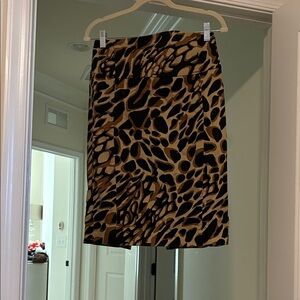 Leopard pencil skirt high waisted with slit